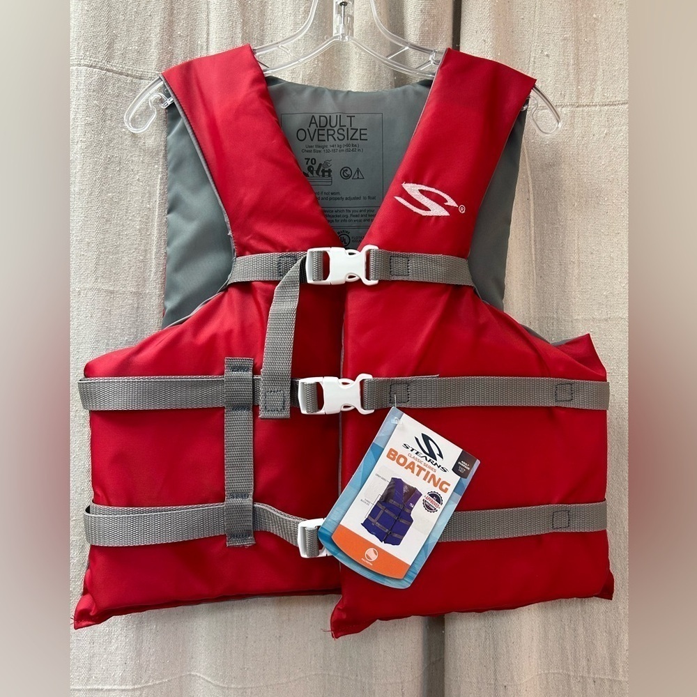 Stearns Red Lifesaver jacket/ Adult oversized/ Red and Grey
